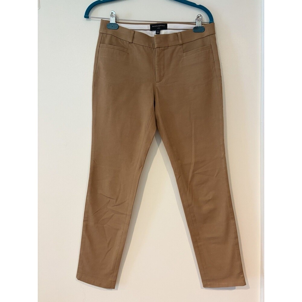 Banana Republic Brown Twill Dress Pants Slim Skinny Leg Zip 4 28" Inseam